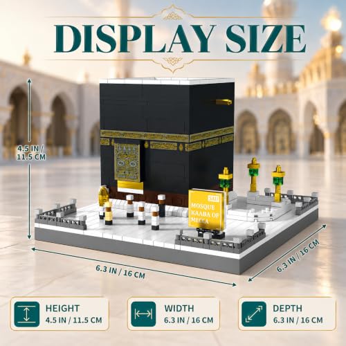 Mosque Kaaba of Mecca Building Blocks Sets Islamic Architecture Model Toys for Adults and Kids World Famous Landmark Building Kits Eid Gifts for Muslim 446PCS - style: Mosque Kaaba of Mecca