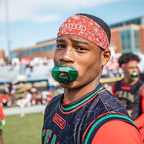 Battle Sports Chrome Oxygen Football Mouthguard | Maximum protection, Safe secure comfortable fit, Breathable built-in airflow channels, No boil required, Advanced composite - color: Silver