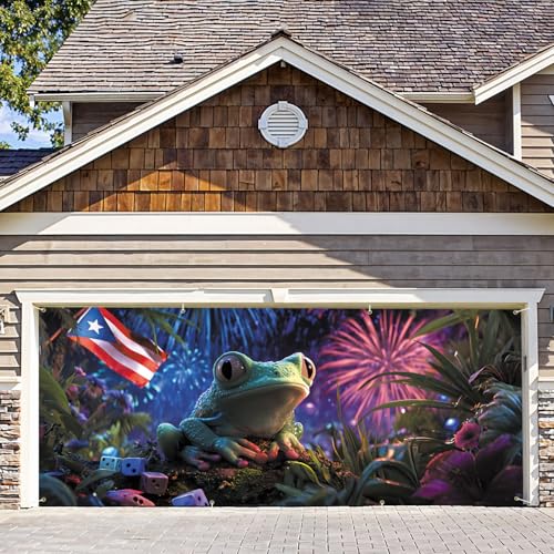 6 * 13ft Vibrant Puerto Rico Garage Door Banner, Tropical Island Scenery Decoration Flag, Vintage Castle Photo Prop Background, National Pride Garage Door Cover for Outdoor Party Festive Scene Decor - color: Puerto Rico#2, size: 6*13 ft