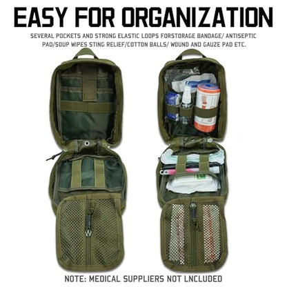Molle Ifak Pouch, Rip Away Molle Tactical Medical Pouch, Empty First Aid Kit Bag for Duty Belt (1 Pack-Green) - color: 1 Pack-green