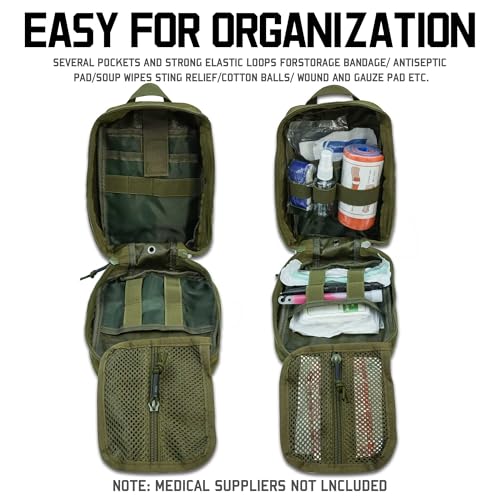 Molle Ifak Pouch Rip Away, Molle Tactical Medical Pouch, Empty First Aid Kit Bag for Duty Belt (2 Pack-Green) - color: 2 Pack-green
