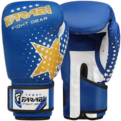Farabi Boxing Gloves Kids Junior Muay Thai Kick Boxing Training MMA Punching Bag - color: Blue Star, size: 6OZ