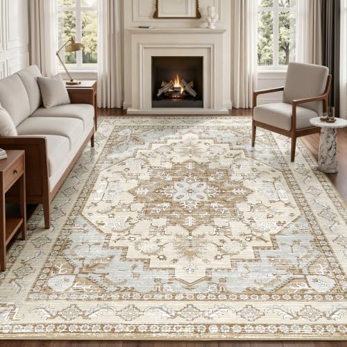 Area Rugs 8x10 Washable Non-Slip Large Boho Rug for Living Room, Beige Tan - color: Beige Tan, size: 8' x 10' (Rectangular)