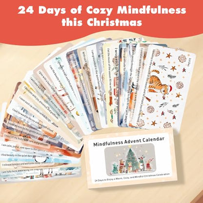 Mindfulness Advent Calendar for Teen Girls – 24 Days of Cozy Holiday Activities with Cute Animal Illustrations | Christmas Self-Care & Emotional Support Gift for Adults and Families