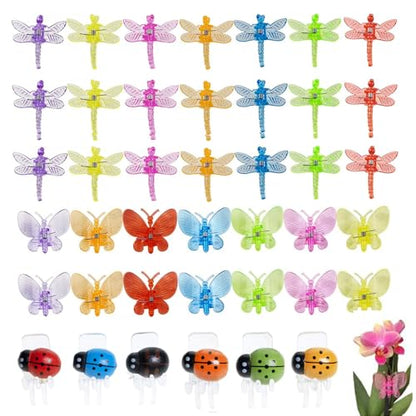 62pcs Orchid Clips Colorful Butterfly Plant Clips Ladybug Orchid Support Clips Dragonfly Vine Clips Garden Plant Vine Flower Clips