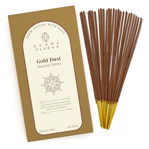 KarmaPledge Gold Dust Incense Sticks, Burn Time 45-60 Min, 100 Sticks - color: Gold Dust