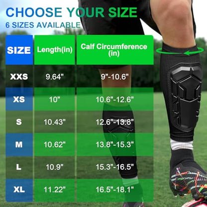 Soccer Shin Guards for Kids Youth, Ski Shin Guard Sleeves for 2-18 Years Old Boys Girls Adults, Protective Gear for Football Soccer, Calf Compression Sleeve with Honeycomb Pads - size: Medium