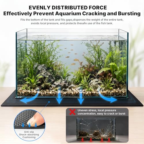 Aquarium Leveling Mat 19.7" X 35.5" X 0.2" EVA Aquarium Foam Leveling Mat, Non-Slip Shockproof Fish Tank Mat for Under Tank for Glass Fish/Turtle Tank Protection - size: 19.7inx35.5in