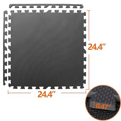 F2C Puzzle Exercise Mat 1/2'' Thick Interlocking Foam Floor Mat, Gym Flooring Mat, Home Gym Workout Exercise Equipment Mat (12)
