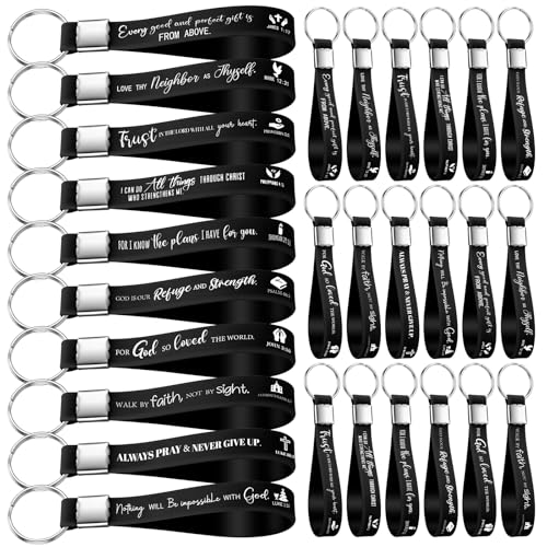 Ferreve 30 Pcs Christian Keychains, Christian Gifts for Church - color: Black