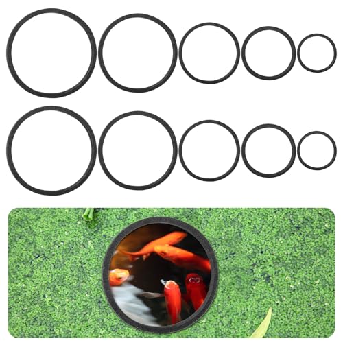 10PCS Fish Feeding Ring Set, Aquarium Floating Plant Barrier, Multi-Size Betta Feeding Rings for Fish Tank, Black Floating Food Feed-ing Rings