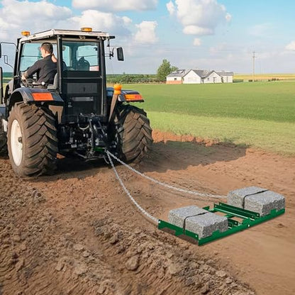 VEVOR Drag Harrow, 4 ft Heavy Duty Tow Behind Drag Harrow with Adjustable Bars & 72 in Chain, Driveway Grader Landscape Rake for ATV, UTV, Tractor, Mower Tow Behind Yard Lawn Leveling Tool - size: 4 FT- Green