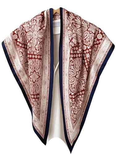 Triangle Shawls Scarf Head Hair Neck For Women Scarves Fashion Silk Feeling Lady Lightweight 51 * 23.6inch - color: K11-red and White Small Patterns（51*23.6inch）