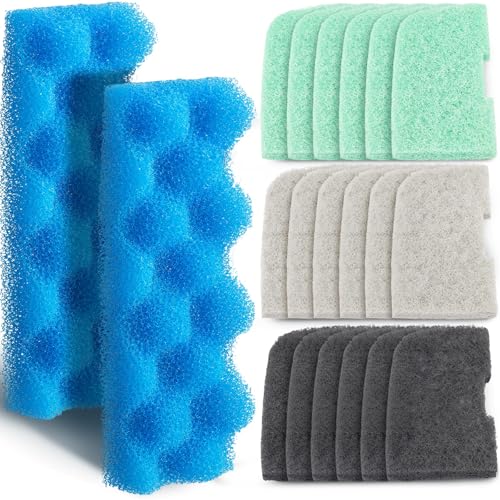 Threlaco 20 Pcs Aquarium Filters Replacement Filter Media Kits Compatible with Fluval 306/307, Including 2 Biological Foams, 6 Ammonia / 6 Phosphate / 6 Nitrite Remover - style: 306/307