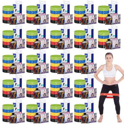 Outus 150 Pcs Resistance Loop Exercise Bands Loop Exercise Bands Set for Gym Members Sports Class Gift 5 Pcs Each Set with Storage Bag, Instruction Guide and Gift Box for Outdoor Home Gym Yoga Pilates