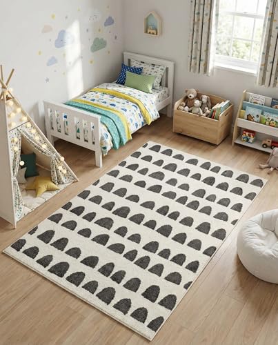 Rugs.com Whimsy Kids Collection Rug – 4x6 Ivory and Gray Medium-Pile Rug Perfect for Entryways, Kitchens, Breakfast Nooks, Accent Pieces - color: Ivory and Gray, size: 4' x 6'