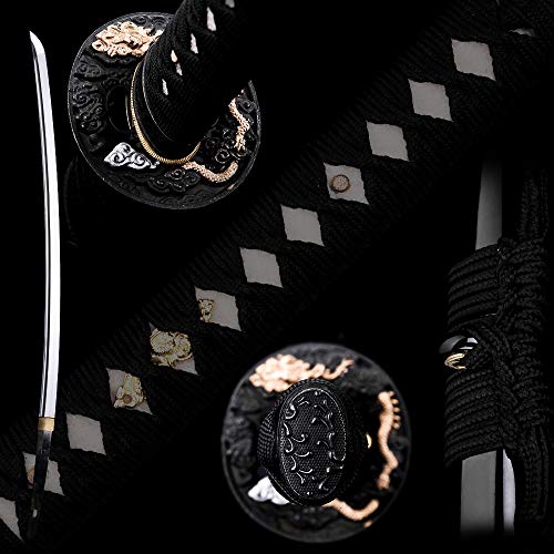 siwode Katana Handmade Full Tang Sharp, Alloy Tsuba Japanese Samurai Sword High Carbon Steel 1060,T10 1095, 40-Inch - color: Xian Dragen