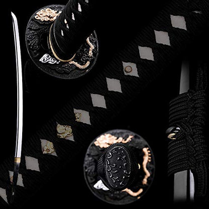 siwode Katana Handmade Full Tang Sharp, Alloy Tsuba Japanese Samurai Sword High Carbon Steel 1060,T10 1095, 40-Inch - color: Xian Dragen