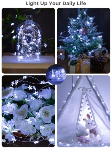 6Packs 6.6ft 20LEDs Star Fairy Lights Battery Operated,Silver Wire - color: Silver Wire, size: 120 Leds