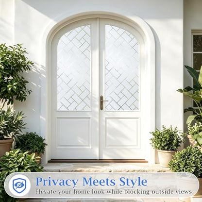 Coavas Window Privacy Film UV & Sun Blocking No Glue 17.5"x78.7" Frosted | Static Cling Removable Anti Glare Heat Control Day and Night Frosted Glass Window Film for Bathroom Home Office - color: White, size: 17.5 x 78.7 Inch