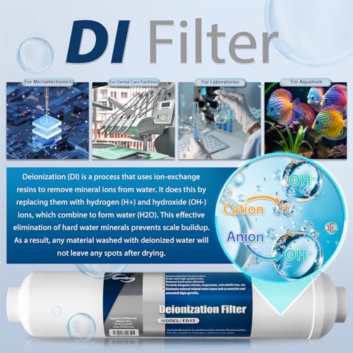 iSpring FD15 DeIonization Replacement Filter Fit RO/DI Water Filter System for Aquarium, 10" x 2.5", 1 Count - style: DI Replacement Filter