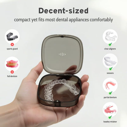 Transparent Slim Retainer Case, Small Square Aligner Box, Thin Night Guard Container with Vent Holes, Portable Retainer Holder Compatible with Invisalign(Clear Black) - color: Black