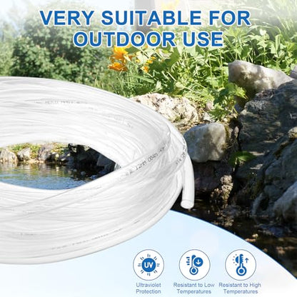 M METERXITY Vinyl Tubing 1/2" ID x 14mm OD 30ft Flexible Plastic Tube with 2 Hose Ties, Lightweight Hybrid PVC Hose for Water Gardening/Airline/Aquarium Tubing [Clear] - size: 1/2" ID x 30ft