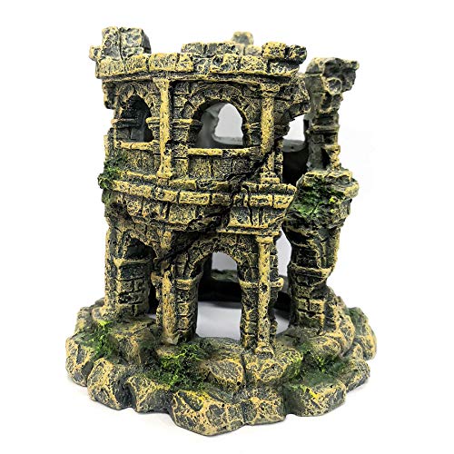 M2cbridge Antique Roman Column Ruins European Castle Aquarium Decorations Fish Tank Hideout Rocks (Roman Column Round) - color: Roman Column Round