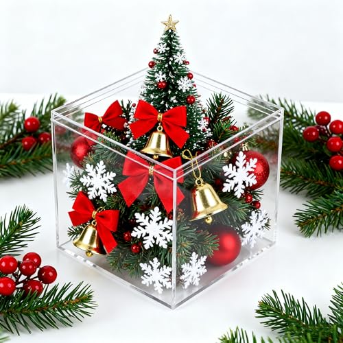 Acrylic Box with Lid Clear Display Box Plastic Square Cube Wedding Candy Box Jewelry Storage Containers Decorative Boxes - size: 4 x 4 x 4 Inch