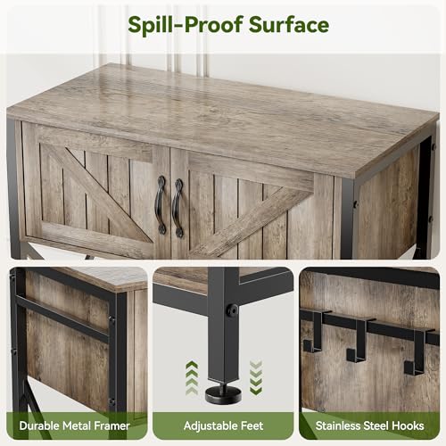 Petrova 20-29 Gallon Fish Tank Stand, Metal Double Aquarium Stand with Storage Cabinet, Heavy Duty 31.5" L* 16.54" W Tabletop, 330LBS Capacity, Rustic Brown - color: Brown, size: 31.5" L x 16.5" W x 31.5"H