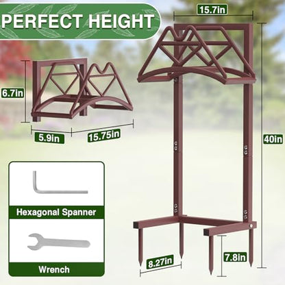 Qatsrin Garden Hose Holder Holds 160ft, Detachable Water Hose Reel, Bronze | Heavy Duty Hose Hanger Reel, Freestanding Hose Stand Rack for Outside Yard Lawn Farm - color: Bronze