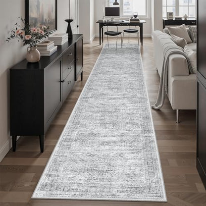 Soalmost Runner Rug 2x10 Washable Non-Slip Hallway Kitchen Runners Grey - color: Grey, size: 2' x 10' (Runner)