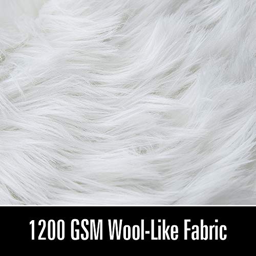LOCHAS Deluxe Super Soft Fluffy Shaggy Home Decor Faux Sheepskin Rug for Bedroom Floor Sofa Chair, Chair Cover Seat Pad Couch Pad Area Carpet, 2ft x 3ft, Ivory White