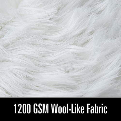 LOCHAS Deluxe Super Soft Fluffy Shaggy Home Decor Faux Sheepskin Rug for Bedroom Floor Sofa Chair, Chair Cover Seat Pad Couch Pad Area Carpet, 2ft x 3ft, Ivory White