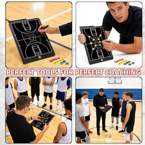 Basketball Magnetic Coaching Board –16" Professional Basketball Tactics Board & Basketball Clipboard for Coaches, Magnetic Player Number Magnets, Dry Erase, Carrying Case