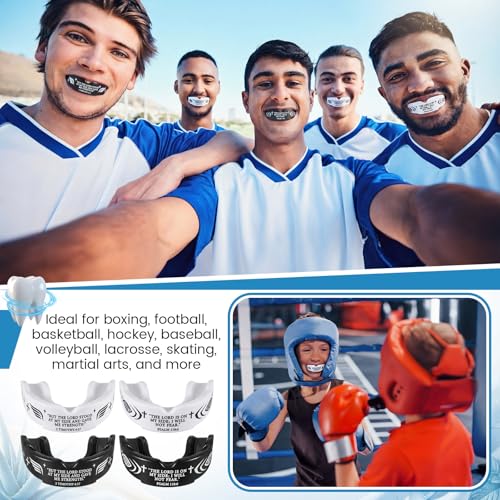 Konohan 4 Pcs Mouth Guard - Cross Sport Mouthguard with Case Christian Mouthguards Teeth Armor Sport Game Guard for Youth Football Boxing Lacrosse Football Basketball Wrestling Rugby Taekwondo