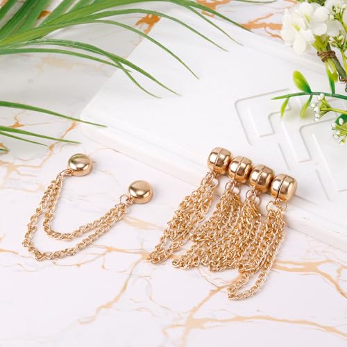 8pcs Multi-Function Magnetic Clothing Clips, Magnetic Button Clips with Chain Widely Used Magnet Clothing Pins Pant Waist Tightener Clip for Shirt Skirt Pants Dress(Gold) - color: Gold