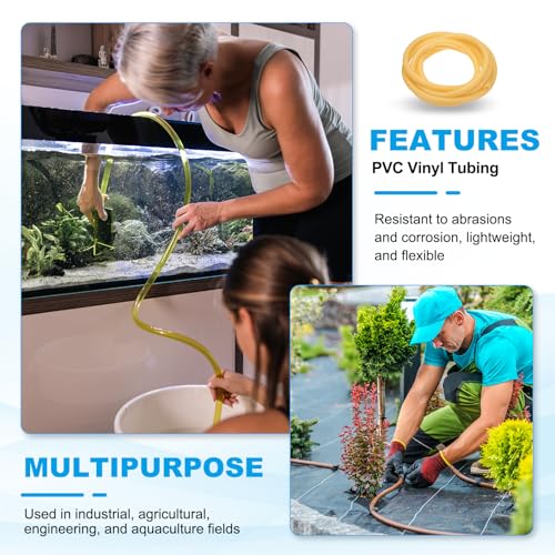 PATIKIL Rubber Tubing, 14mmx18mmx5m Tubing Tube with Hose Clamps, Soft Hose Line Pipe for Multipurpose Industrial Aquarium, Yellow - size: 14mmx18mmx5m