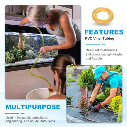 PATIKIL Rubber Tubing, 14mmx18mmx5m Tubing Tube with Hose Clamps, Soft Hose Line Pipe for Multipurpose Industrial Aquarium, Yellow - size: 14mmx18mmx5m