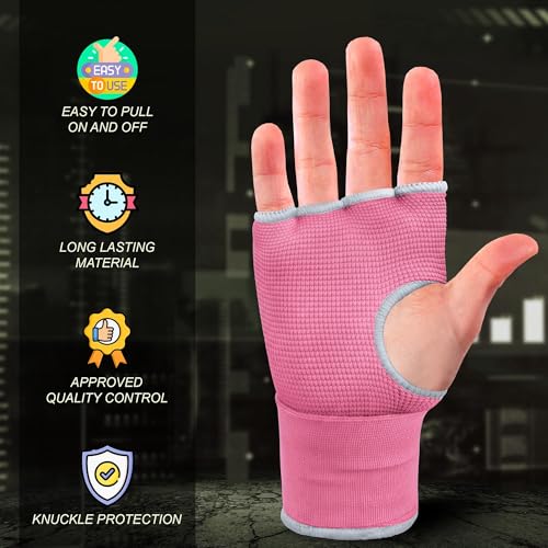 FARABI Kids Hybrid Boxing Inner Gloves Punching Boxing Gloves - color: All Pink
