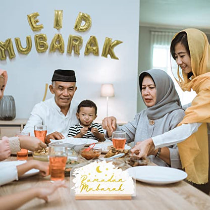 Frienda Eid Decorations for Home Islamic Ramadan Table Centerpieces Acrylic Eid Al Adha Table Sign Star Mubarak Moon Decor for Muslim Party Supply Gift - size: 7.1 x 4.3 Inch, style: Stylish