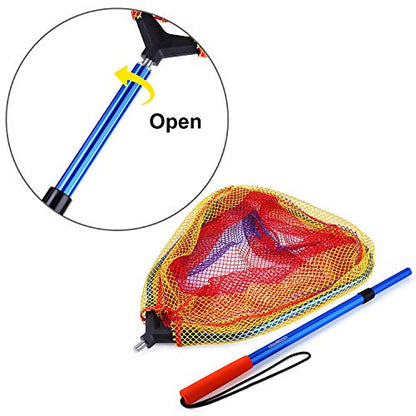 Kids Fishing Net - Telescoping Bait, Minnow, and Butterfly Net With 11.4" Depth, Handle Extends to 30" for Easy Catch and Release - color: Blue-2pack