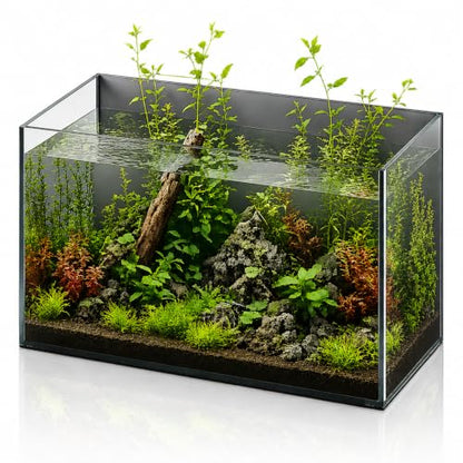 6 Gallon Glass Fish Tank 5 Gallon, Smokey Dark Backgroud Small Aquarium Fish Bowl Cube for Betta Goldfish Snails Shrimp Aquatic Planting, Easy to Maintain Ultra Clear Rimless Design Low Iron - color: Dark Background, size: 5 Gallon
