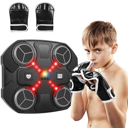 Music Boxing Machine Sport Toys for Kids and Adults,Wall Mounted Bluetooth Smart Punching Target,Training Pad Toy with Boxing Glove,Ideas Toys for Boys Girls Kids 3 4 5 6 7 8 9 10 11 12+ Years Old - color: Black XS