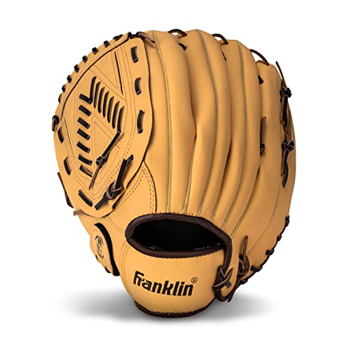 Franklin Sports Field Master Baseball + Softball Glove - Field Master Adult + Youth Baseball + Softball Mitt - Men's + Women's Gloves - color: Camel, style: 13" - Basket "V" Web