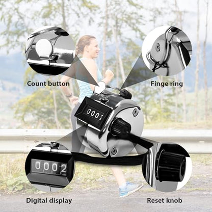 6 Pack Clicker Counter, Hand Tally Counters, 4 Digit Display Clicker | with Black Nylon Lanyard, Pitch Counter for Knitting, Coaching, Golf, Lap, Fishing, Umpire, Baseball, Row Sport - color: Silver Color