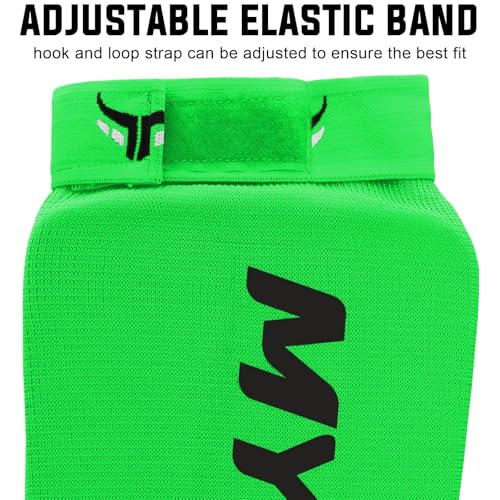 Mytra Fusion Shin Pads Instep Protector Kick Boxing Muay Thai Training Elasticated shin Guards - color: Green, size: Small-Medium