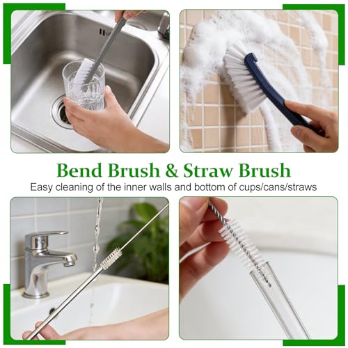 19PCS Crevice Cleaning Brush,Hard Bristle Gap Scrubber Tools for Window Tracks & Shower Doors,Bathroom Grout, for Kitchen, Bathroom, Grout, Sink, Cup, Teapot, Bottle, Blender