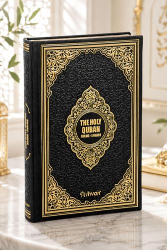 ihvan online Holy Quran – Arabic & English Translation,Thermo Leather Hardcover, Easy-to-Read Script, QR Code Audio Support, Islamic Gift for Ramadan, Eid, Hajj & Umrah, Black, 6.7'' X 9.5'' - color: Arabic & English Translation-black 2