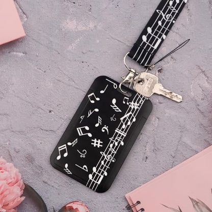 Music Lanyard Badge Holder Retractable Reel Clip for Women Girls Lanyards for ID Badges Keychain Keys - color: Music Art